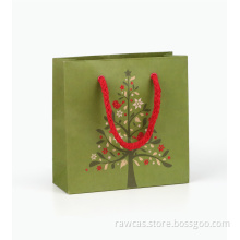 Kraft Glitter Christmas Tree Paper Gift Bags